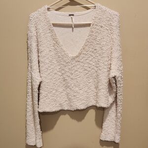 Free People Cream Popcorn Knit Sweater Size Small